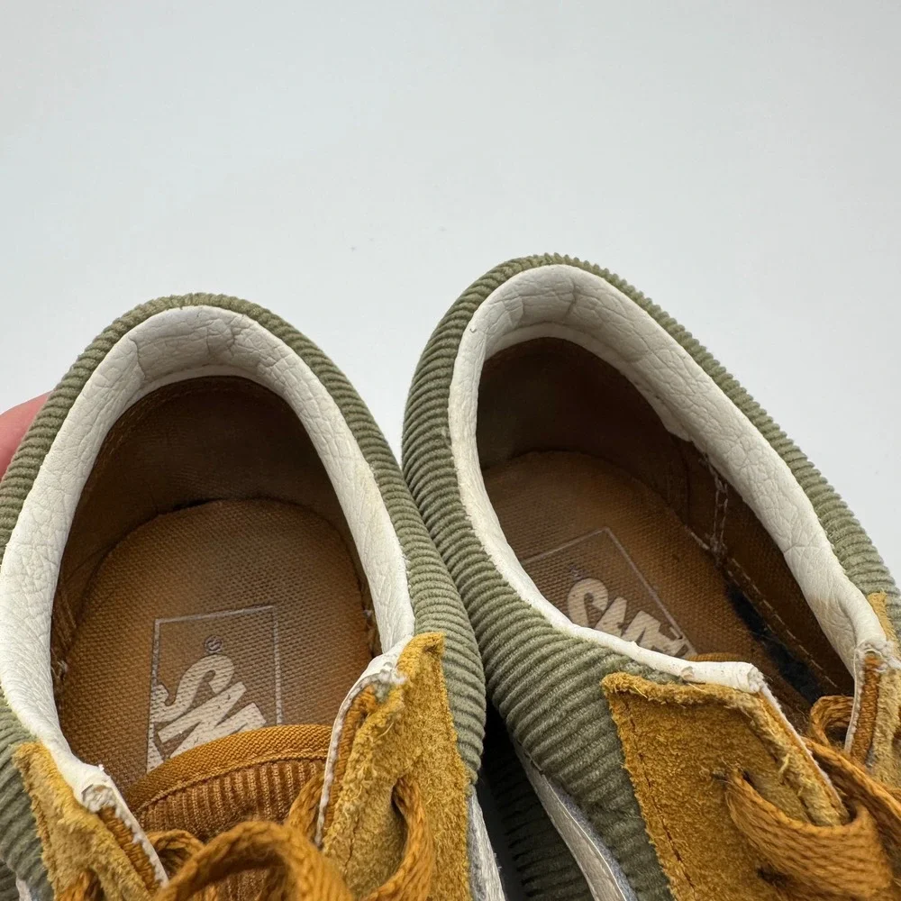Vans Old Skool Corduroy Suede Sneakers Olive Green Mustard Yellow W8 M6.5